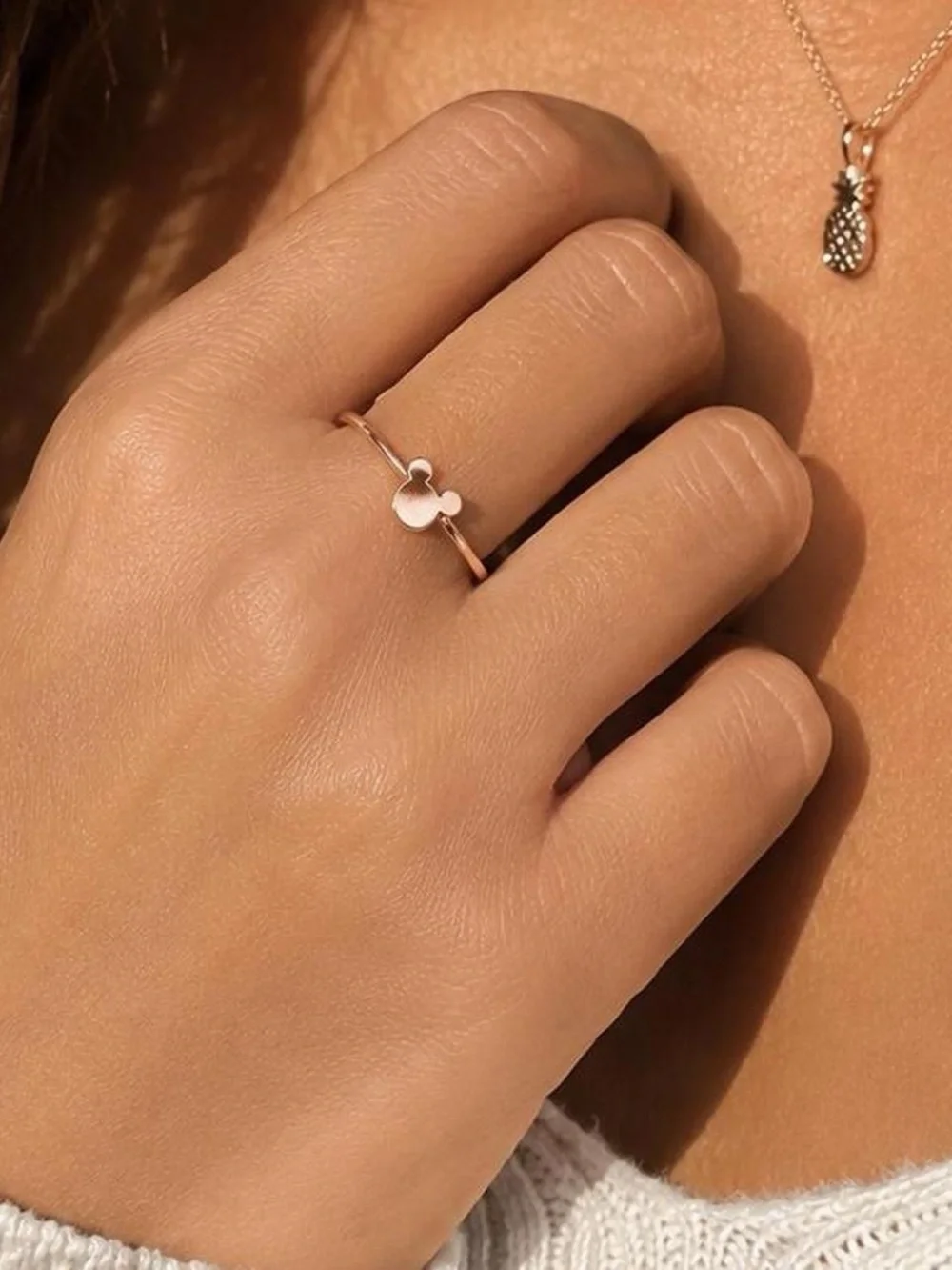 Pura Vida x Disney Delicate Mickey Head Ring Rose Gold Size 7